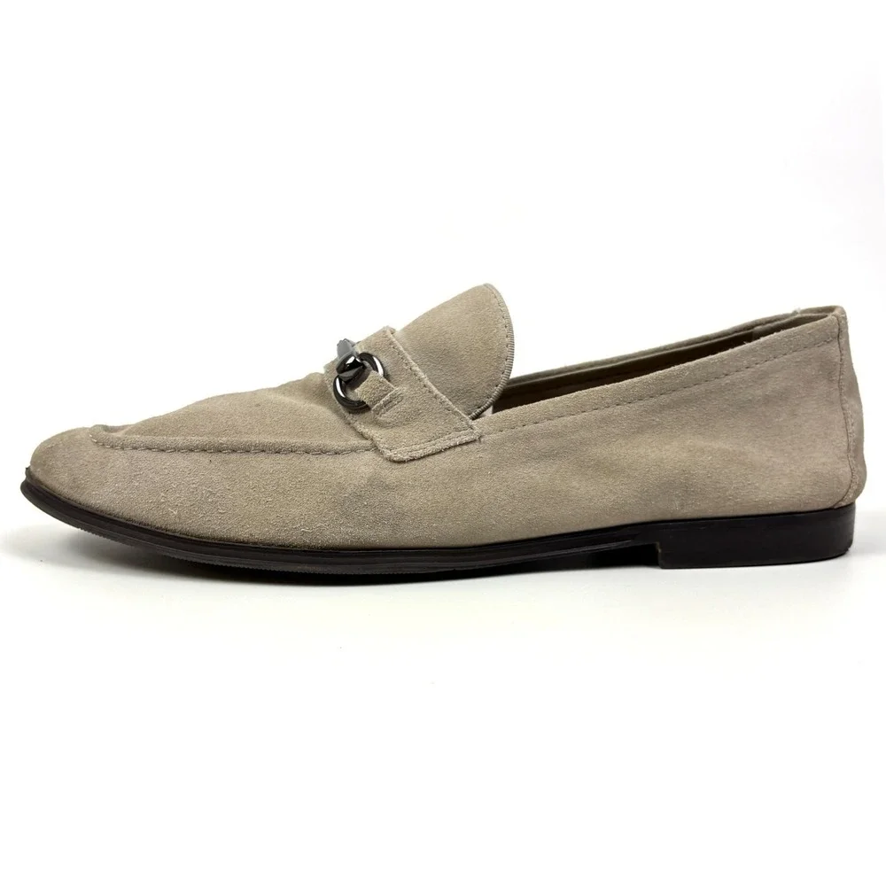 Aldo Traveller Bit Loafers Mens Sz 10.5 Light Grey Suede Dress Casual Minimalist